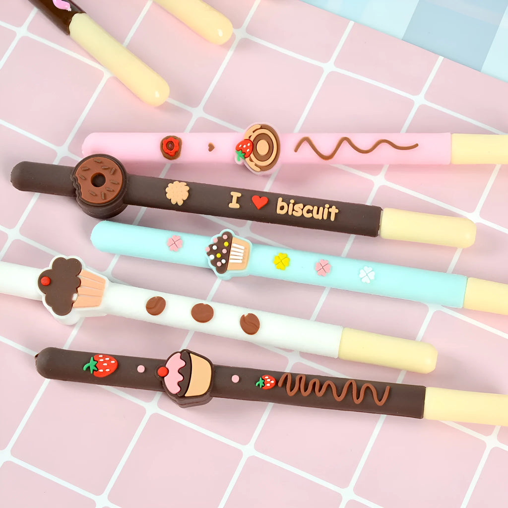 Korean soft gel chocolate stick scented needle tube gel pen with 0.5mm tip and strawberry fragrance