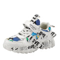 Children's Velcro sports sneakers in beige blue, white red and bright red colours with rubber soles