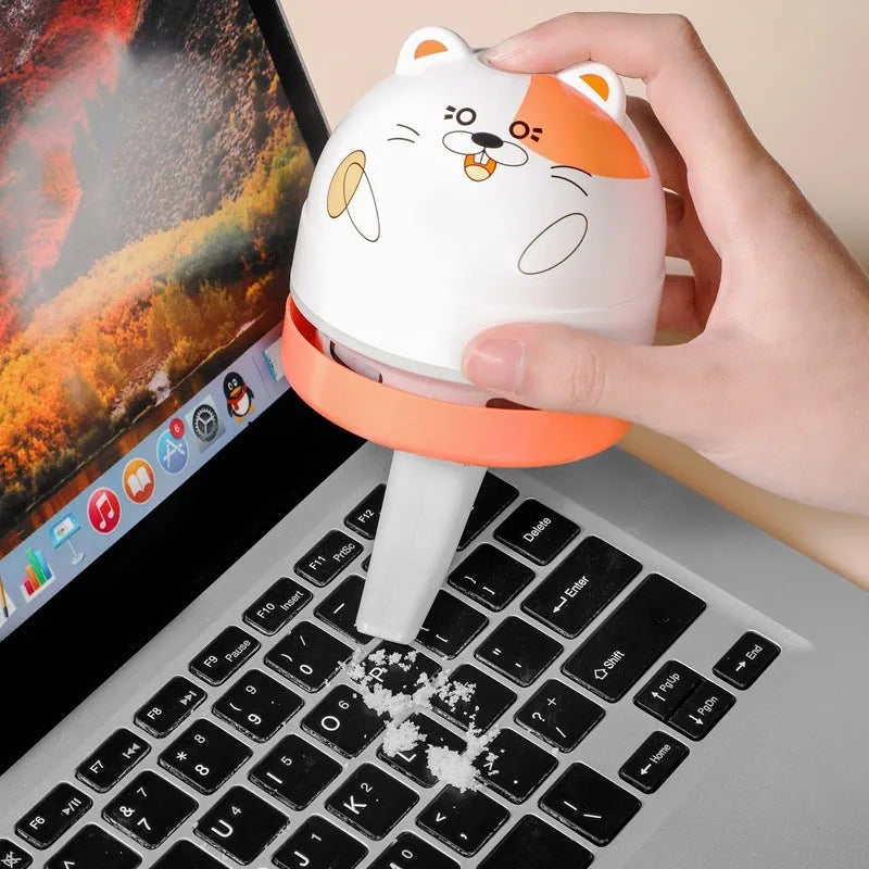 Laiting USB-powered handheld mini vacuum cleaner with flat nozzle attachment for keyboard and desktop cleaning