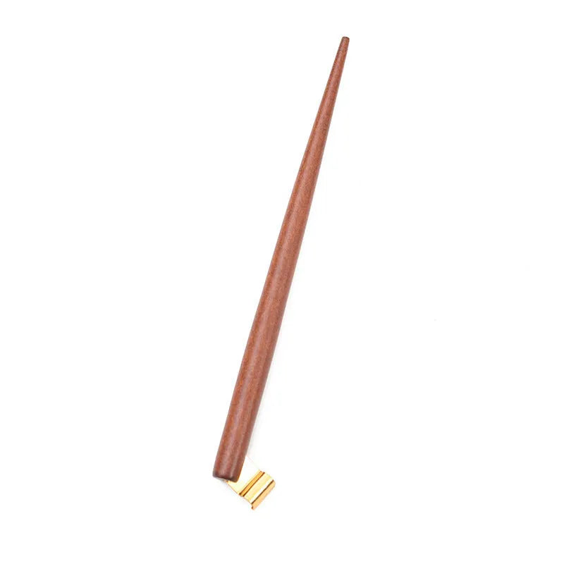 Black and brown calligraphy dip pen with straight and inclined angles and six stainless steel nibs
