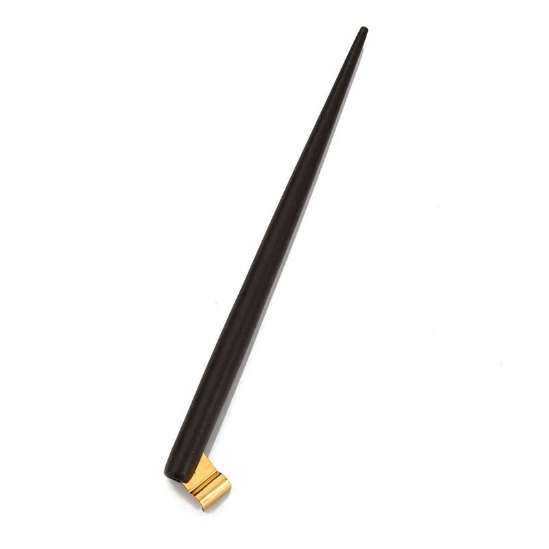 Black and brown calligraphy dip pen with straight and inclined angles and six stainless steel nibs