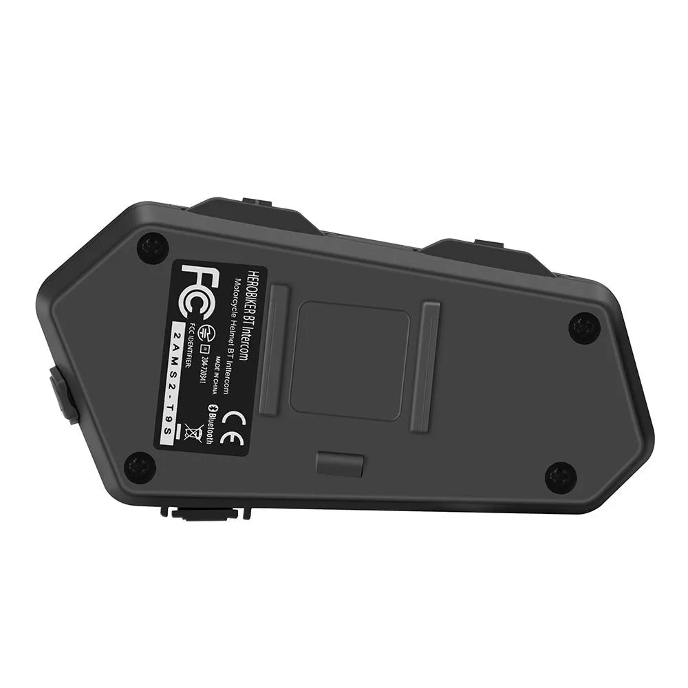 HEROBIKER motorcycle intercom helmet headset with black casing, waterproof design, and built-in speakers