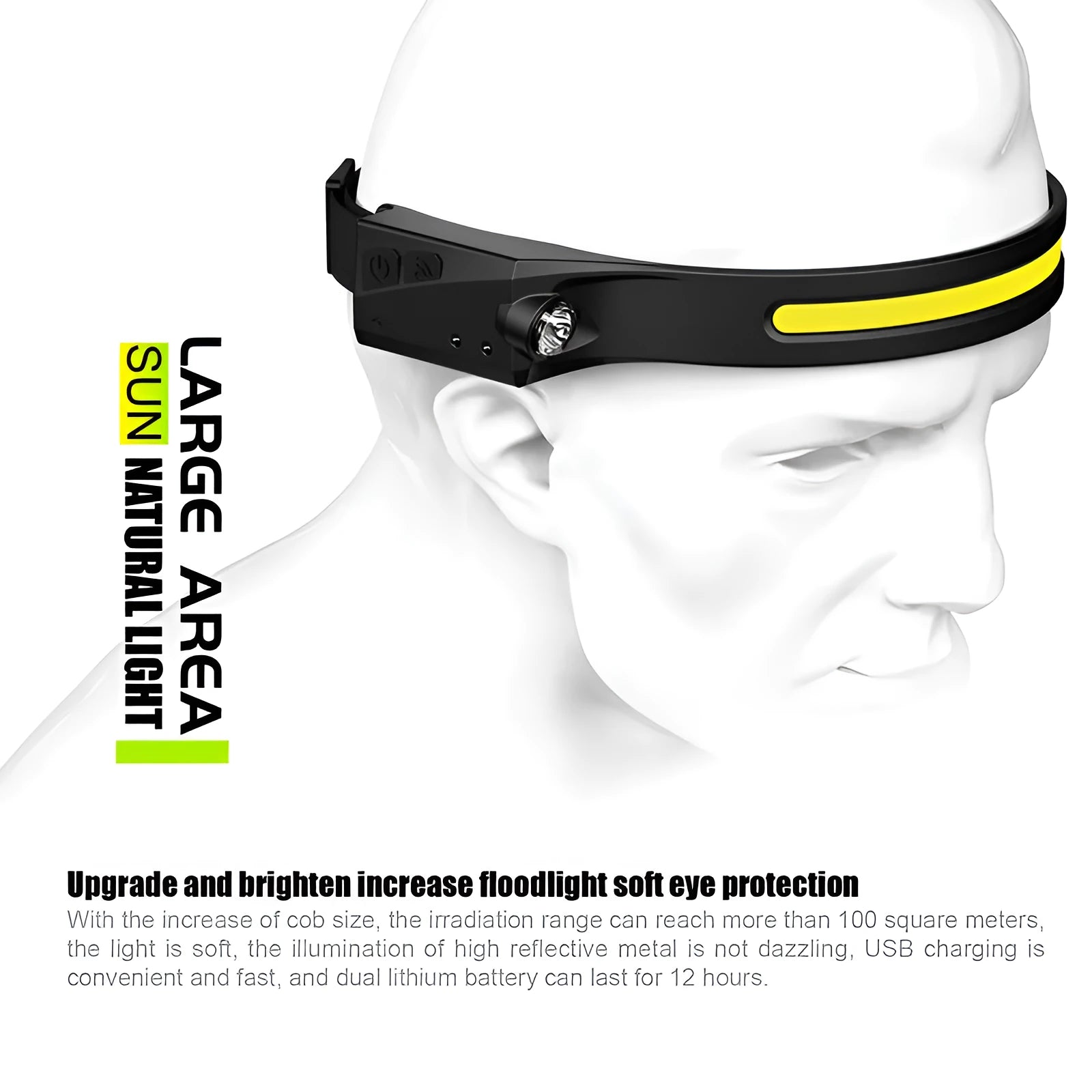 Black silicone induction light with strap for night running and fishing