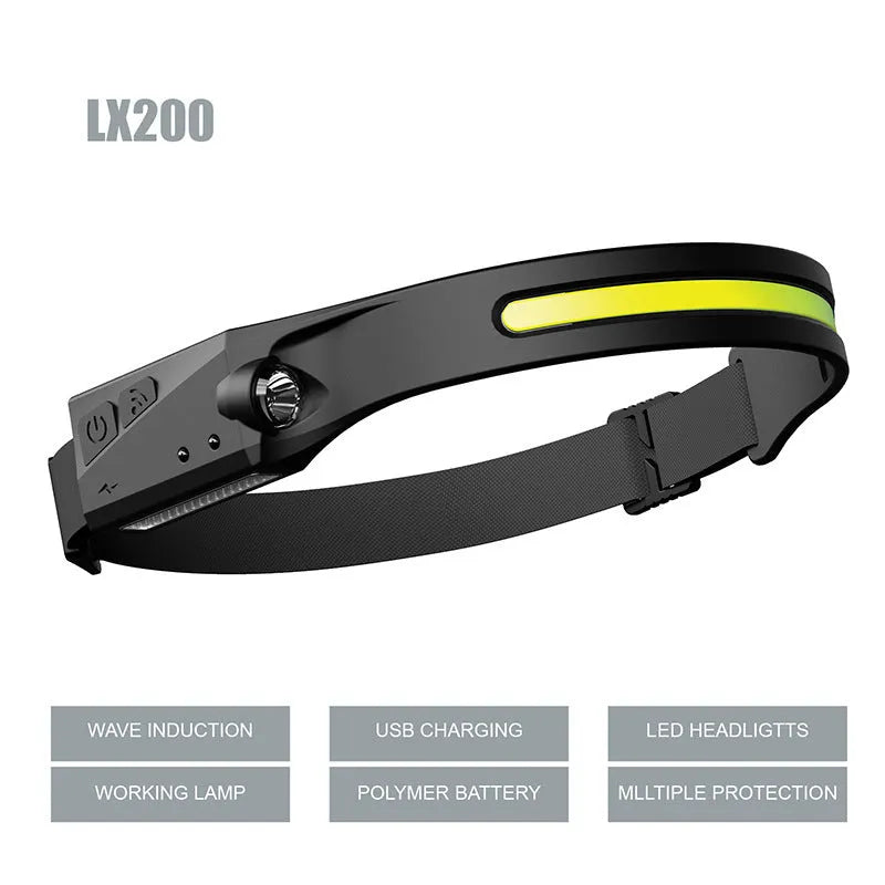 Black silicone induction light with strap for night running and fishing