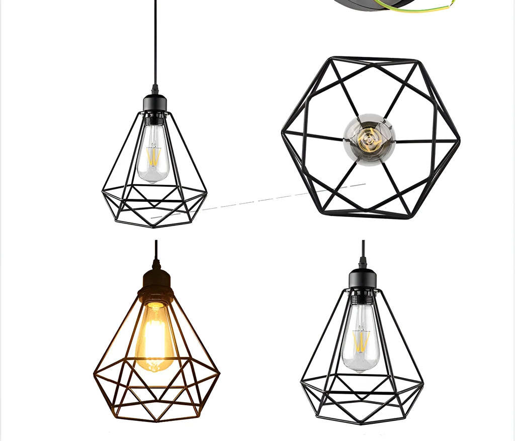 Black Nordic retro iron chandelier ceiling light with retractable 21x26x26cm size for living rooms