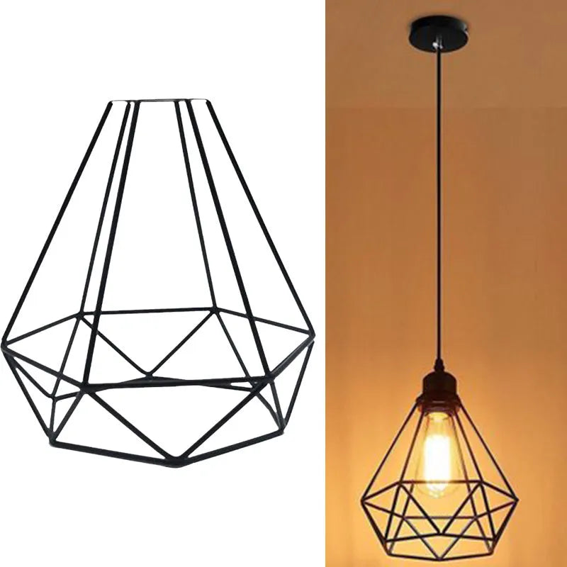 Black Nordic retro iron chandelier ceiling light with retractable 21x26x26cm size for living rooms