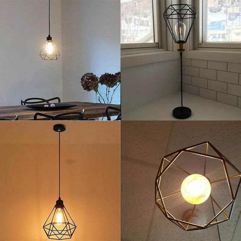 Black Nordic retro iron chandelier ceiling light with retractable 21x26x26cm size for living rooms