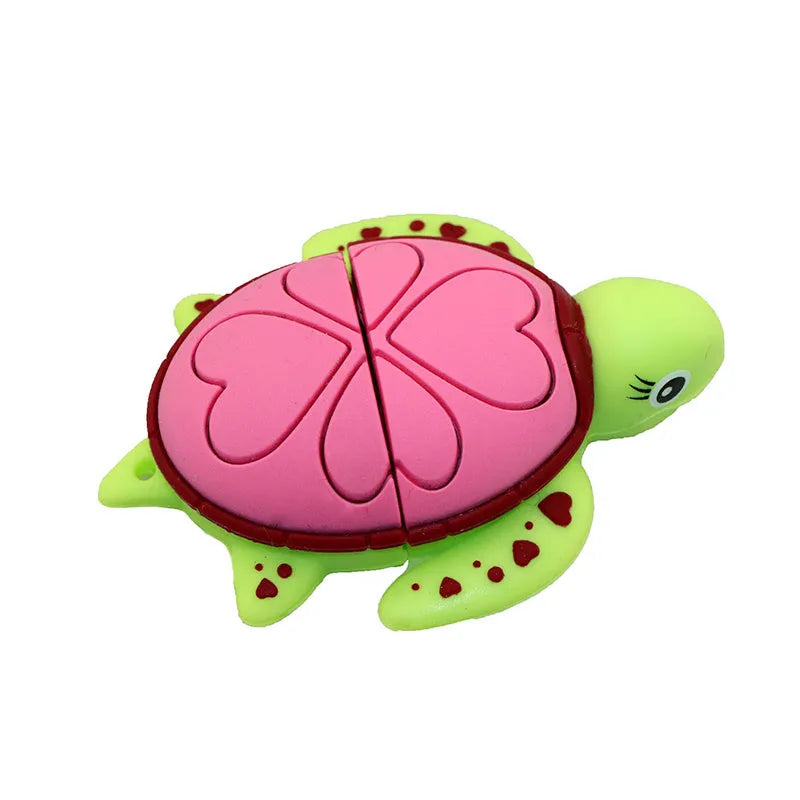 Cartoon turtle USB flash drive available in brown, green, light brown and pink with 4GB to 64GB capacity options