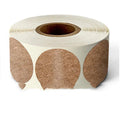 Roll of round colour marker stickers showing multiple colours including black, blue, red, yellow, and kraft paper.