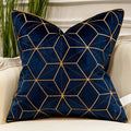 Embroidered plush throw pillow 45x45cm on sofa with soft fabric texture