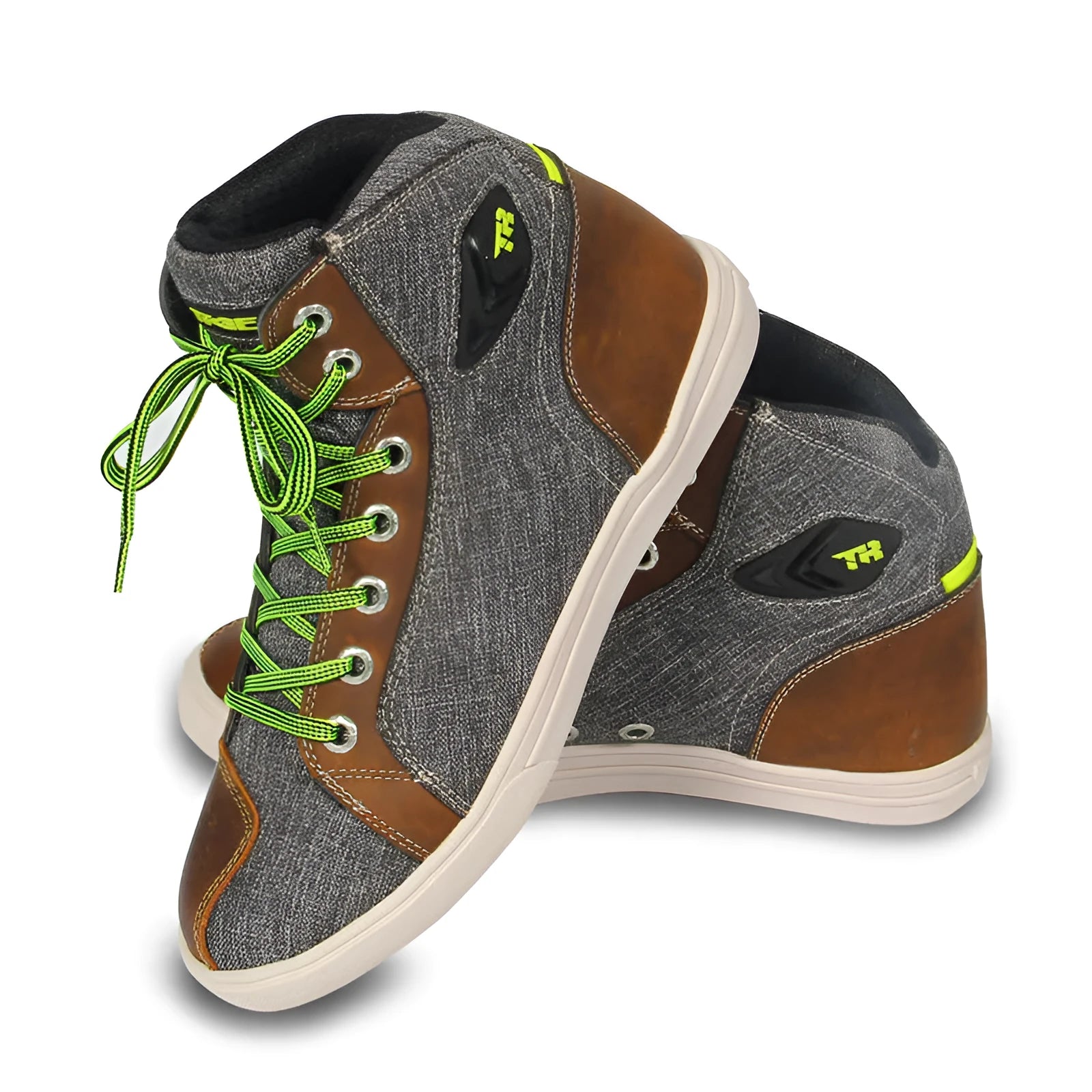 Black and grey men's casual short motorcycle boots with a non-slip sole.