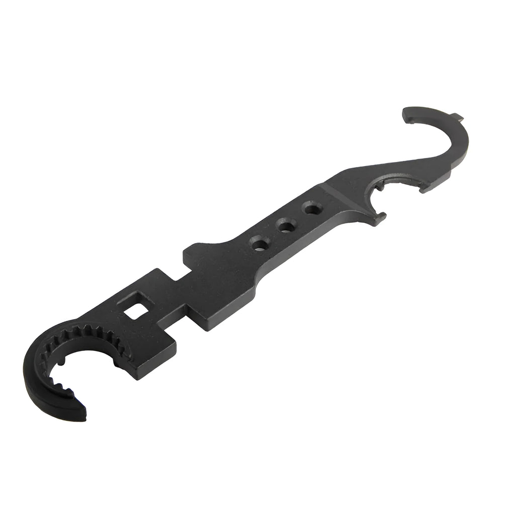 Black all-steel combination wrench for AR-15 and M4 rifle maintenance with dual purpose design