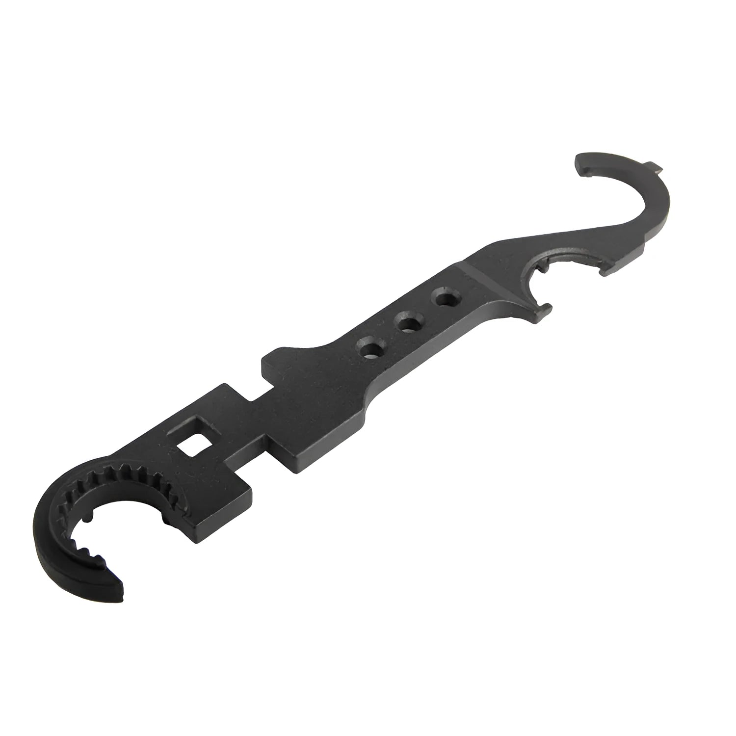 Black all-steel combination wrench for AR-15 and M4 rifle maintenance with dual purpose design