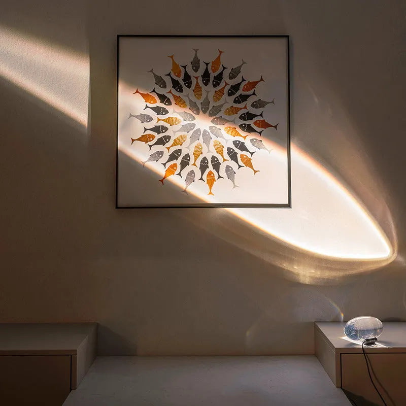 Warm light crystal shade projection lamp with LED ring light for home decoration and photography