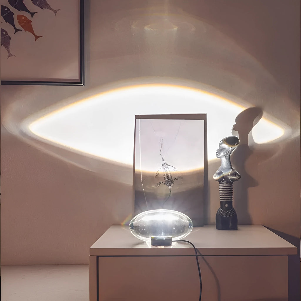 Warm light crystal shade projection lamp with LED ring light for home decoration and photography