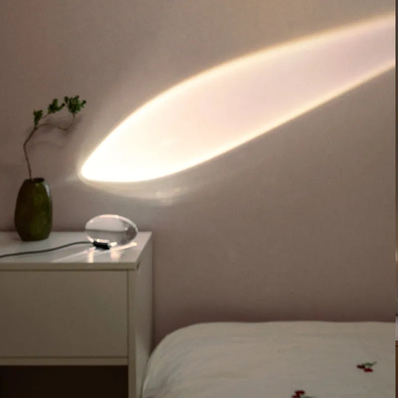Warm light crystal shade projection lamp with LED ring light for home decoration and photography