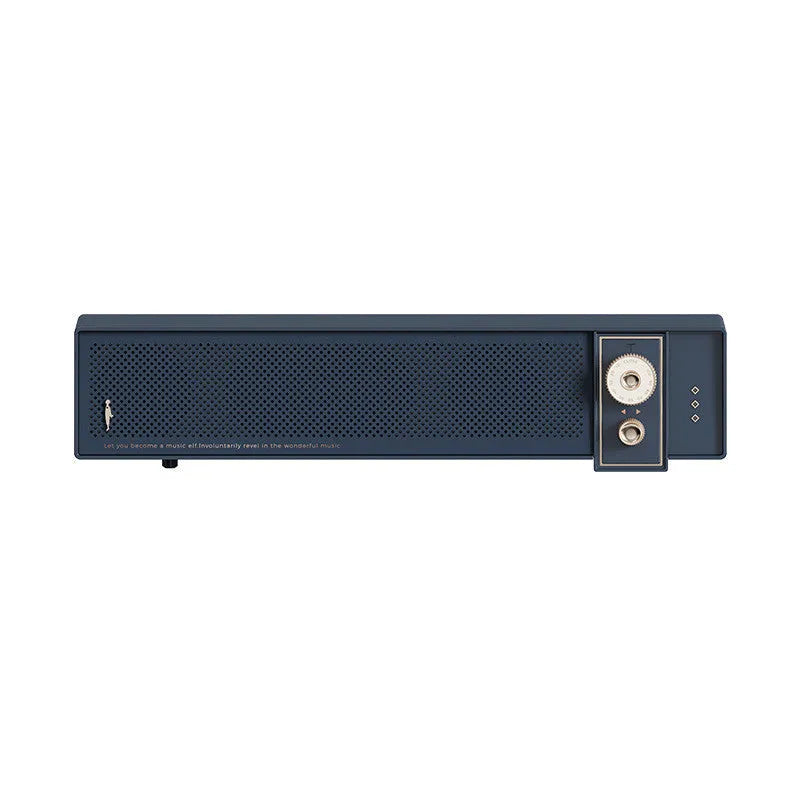 Portable Bluetooth speaker in blue colour showing wireless connectivity and multiple playback modes