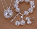 Silver-plated three-dimensional ball pendant bracelet for women, white colour, geometric style, individually packed
