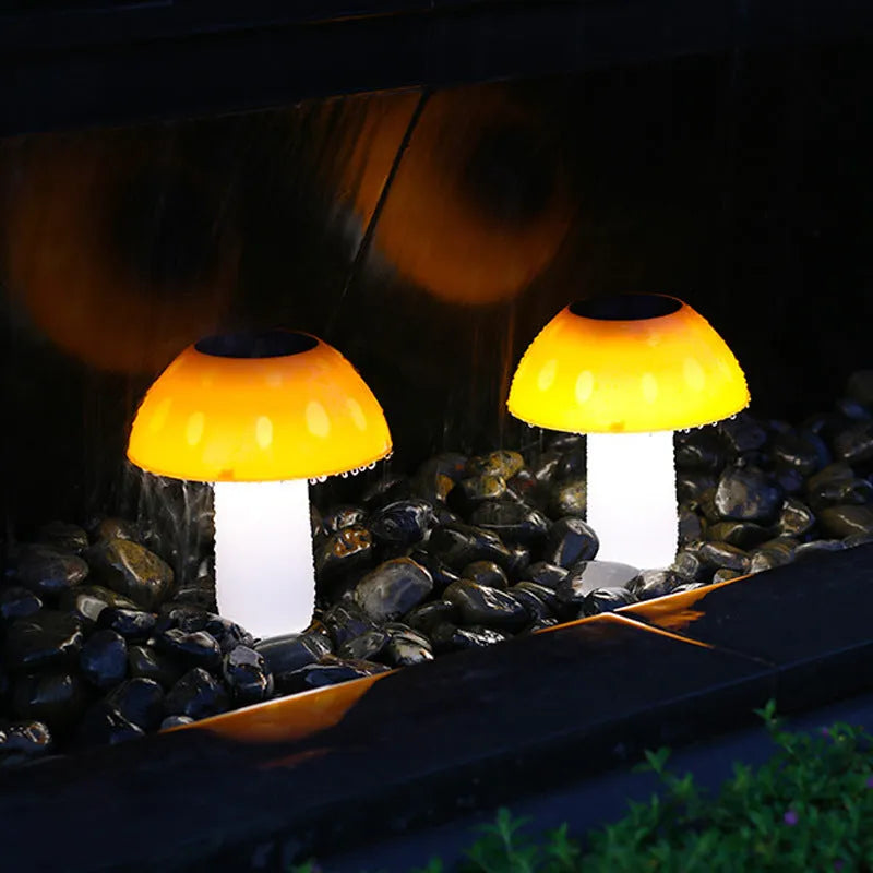 Solar mushroom ground plug light for garden and lawn decorative lighting