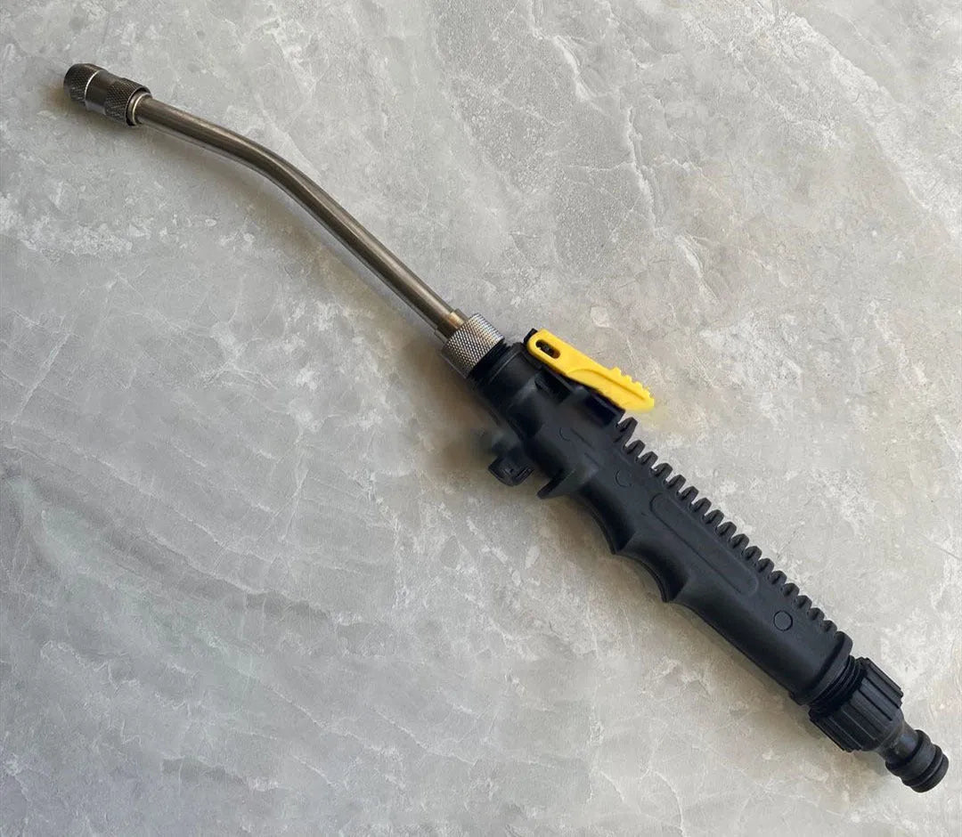 Stainless steel atomized wax water gun foam cleaning gun with copper tip, multiple length sections, and plastic handle for car wash and garden watering