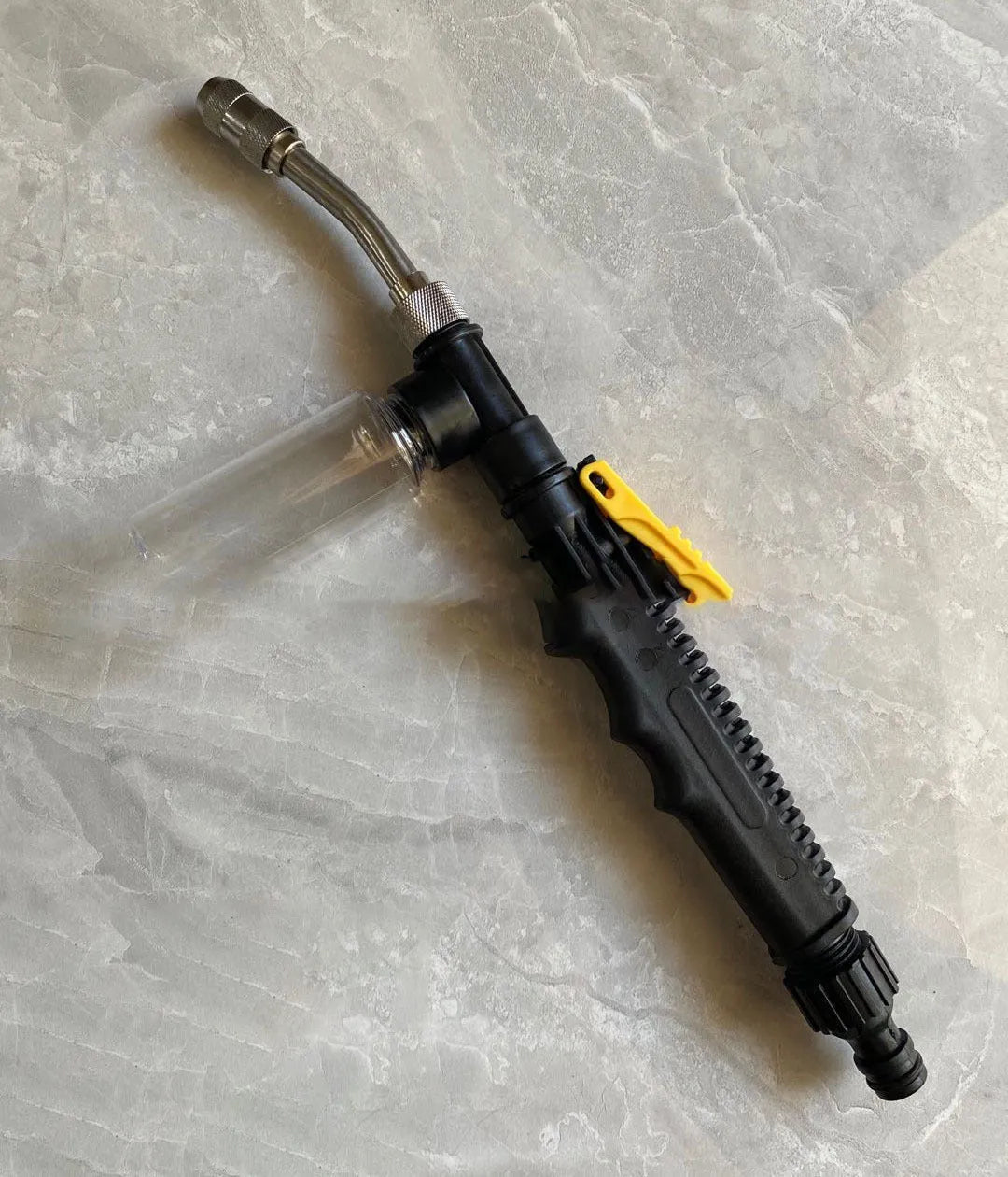 Stainless steel atomized wax water gun foam cleaning gun with copper tip, multiple length sections, and plastic handle for car wash and garden watering