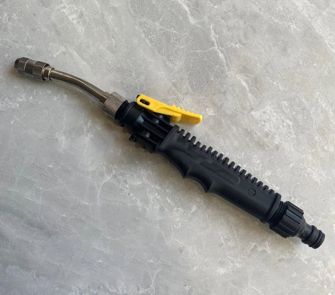 Stainless steel atomized wax water gun foam cleaning gun with copper tip, multiple length sections, and plastic handle for car wash and garden watering