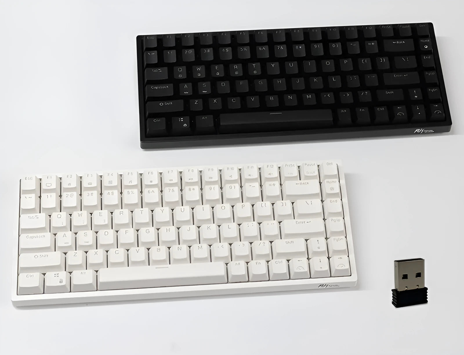 84-key wireless mechanical keyboard with hot-swappable switches in white or black case options