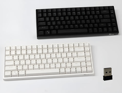 84-key wireless mechanical keyboard with hot-swappable switches in white or black case options