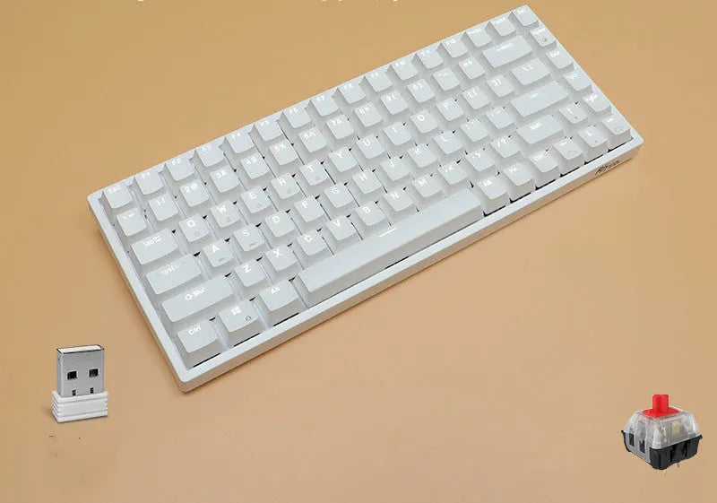 84-key wireless mechanical keyboard with hot-swappable switches in white or black case options