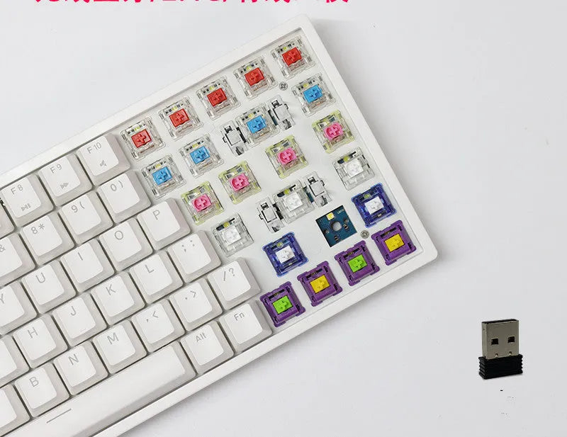 84-key wireless mechanical keyboard with hot-swappable switches in white or black case options