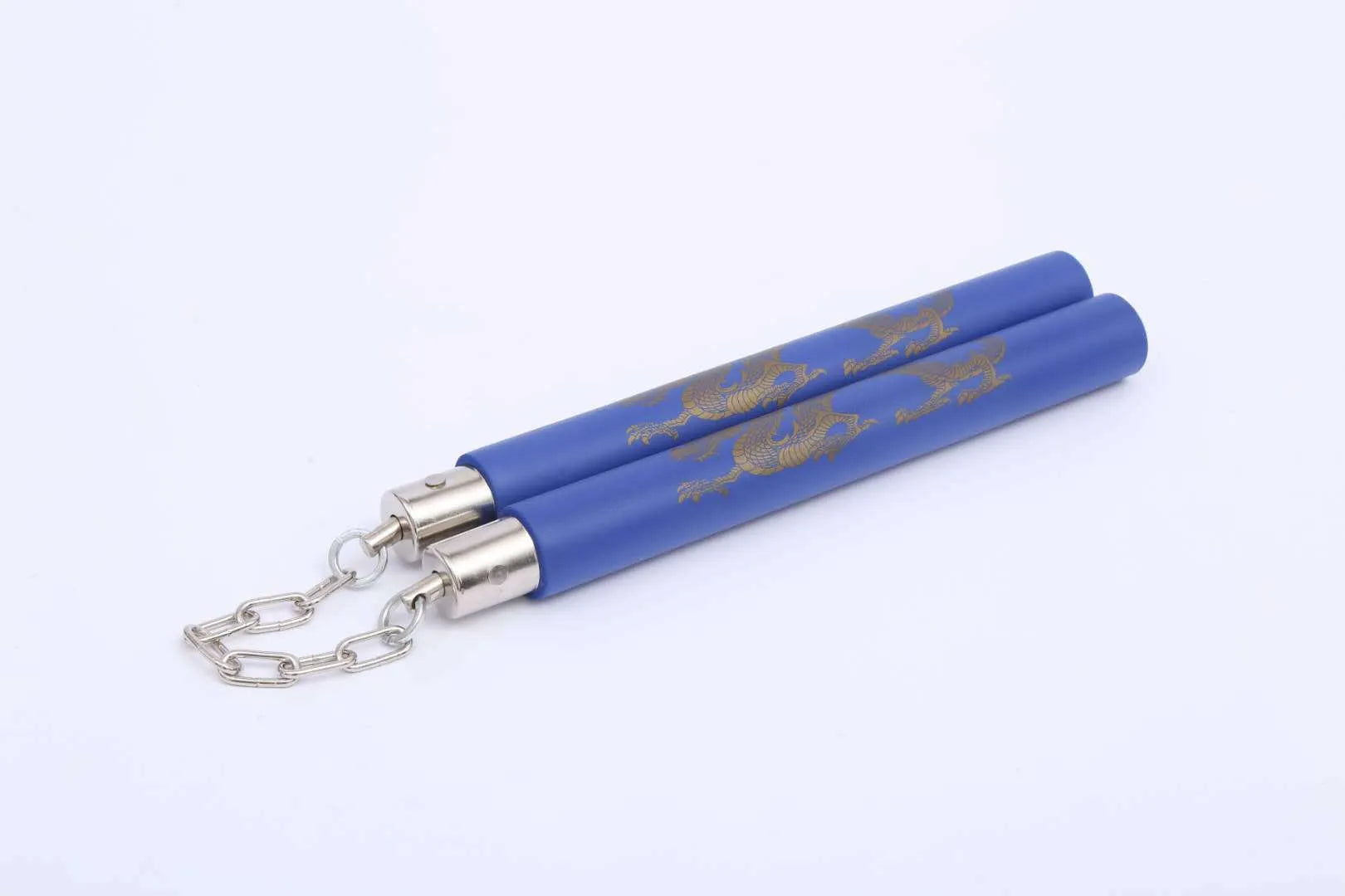 Sponge training nunchakus with red foam sticks connected by iron chain for martial arts practice