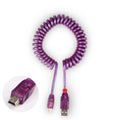 Wired USB spiral mechanical keyboard data cable in silver mini colour for tablet with Bluetooth interface