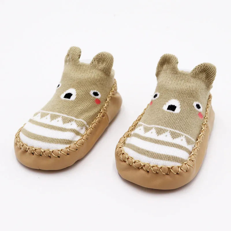 Children's cartoon non-slip combed cotton floor shoes for baby infant toddlers, available in multiple colours and sizes