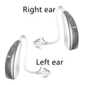 Wireless invisible hearing aid with rechargeable battery and USB charging case, available in binaural or single ear options