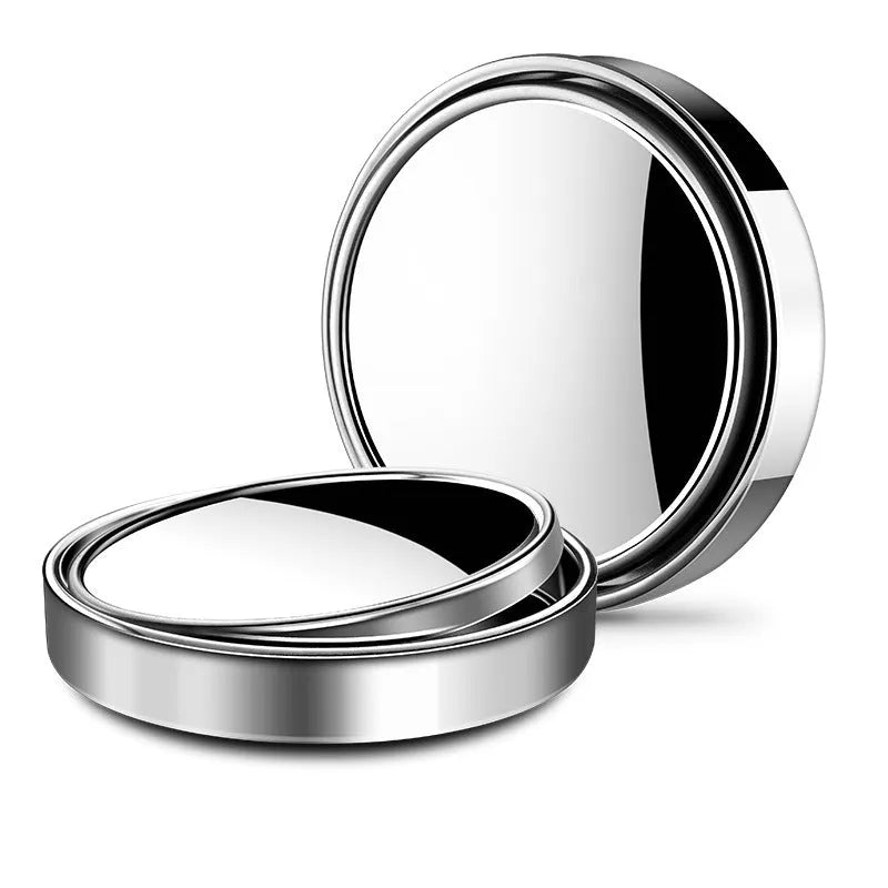 Small round car blind spot mirror with 360-degree adjustable head in black colour