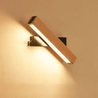 Wooden LED wall lamp model B2001 by Kakaxi, black finish, adjustable bar