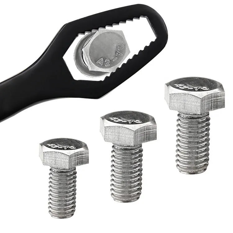 Two-end dual-use special-shaped flat-head wrench in chrome vanadium steel, 270mm length, black or white finish