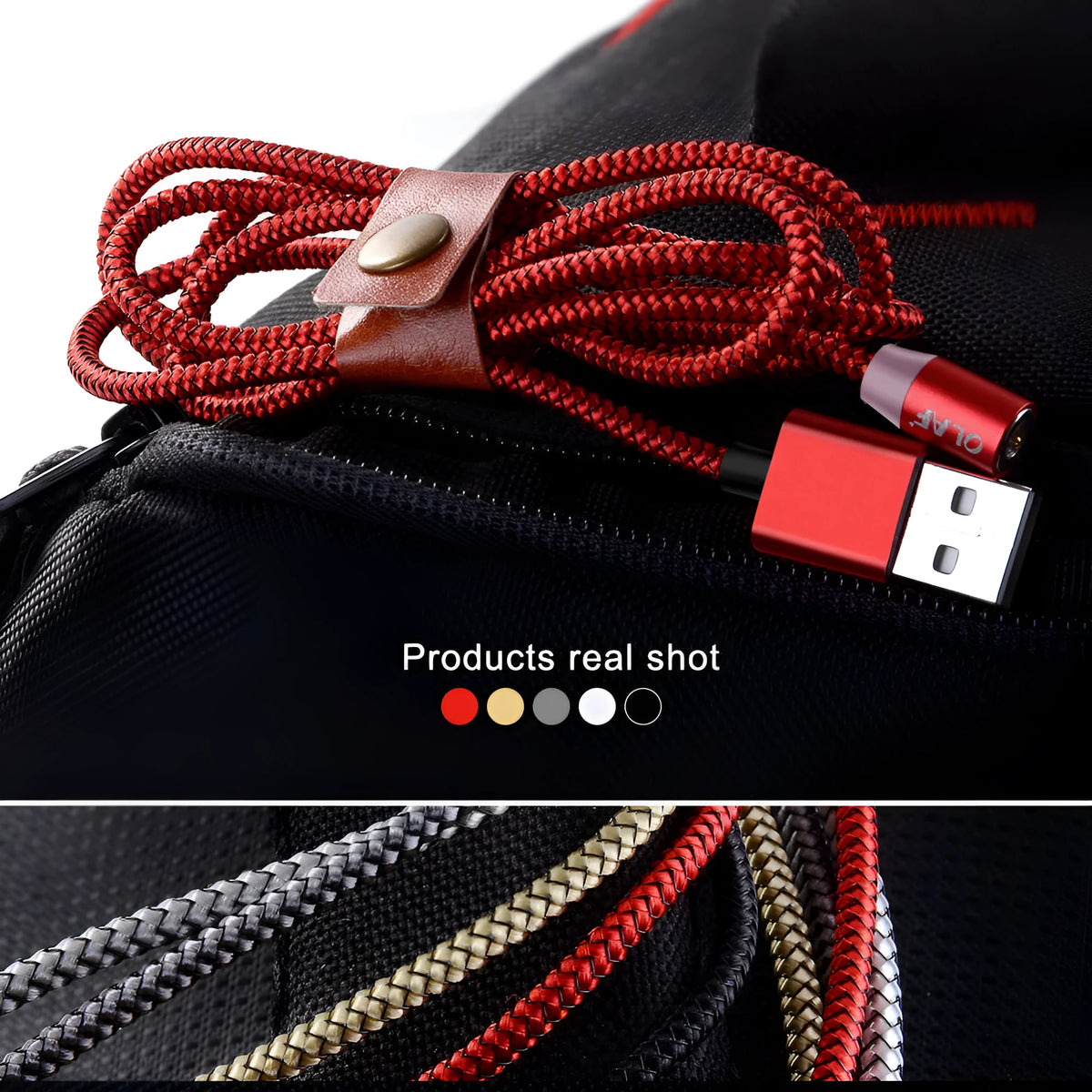 Three-in-one magnetic charging cable with USB, 8PIN, and Type-C ends, 1m length, in black