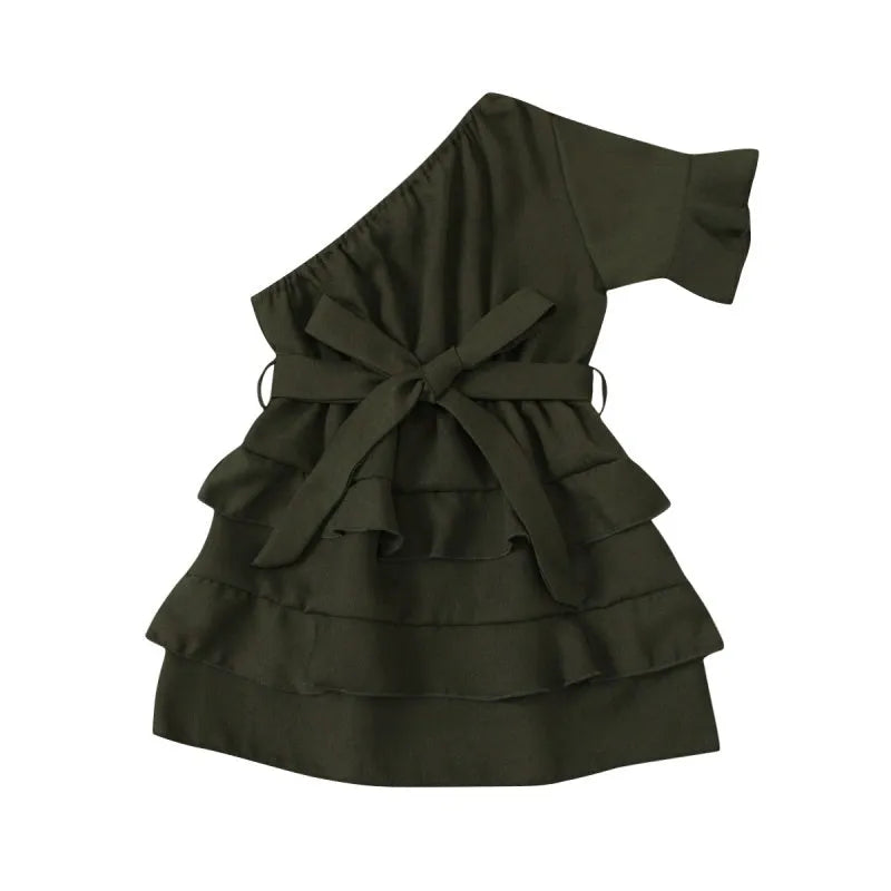 Solid colour dark green girls jumpsuit hoodie for toddlers age 18 months to 2 years, available in sizes 90-130cm