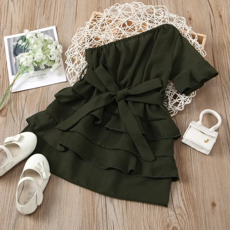 Solid colour dark green girls jumpsuit hoodie for toddlers age 18 months to 2 years, available in sizes 90-130cm