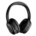 Head-mounted noise-cancelling wireless headphones in black with Bluetooth 5.0 and battery display