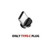 Black and red magnetic USB charging cable with detachable Type C, Micro USB, and iOS connector tips.