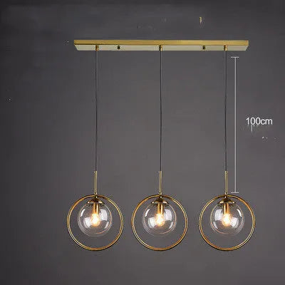 Single-head glass chandelier with iron frame, adjustable 1.5 metre drop, transparent glass shade