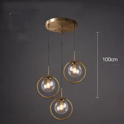 Single-head glass chandelier with iron frame, adjustable 1.5 metre drop, transparent glass shade