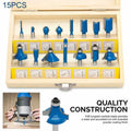 5-piece milling cutter set for woodworking with multiple handle colour options