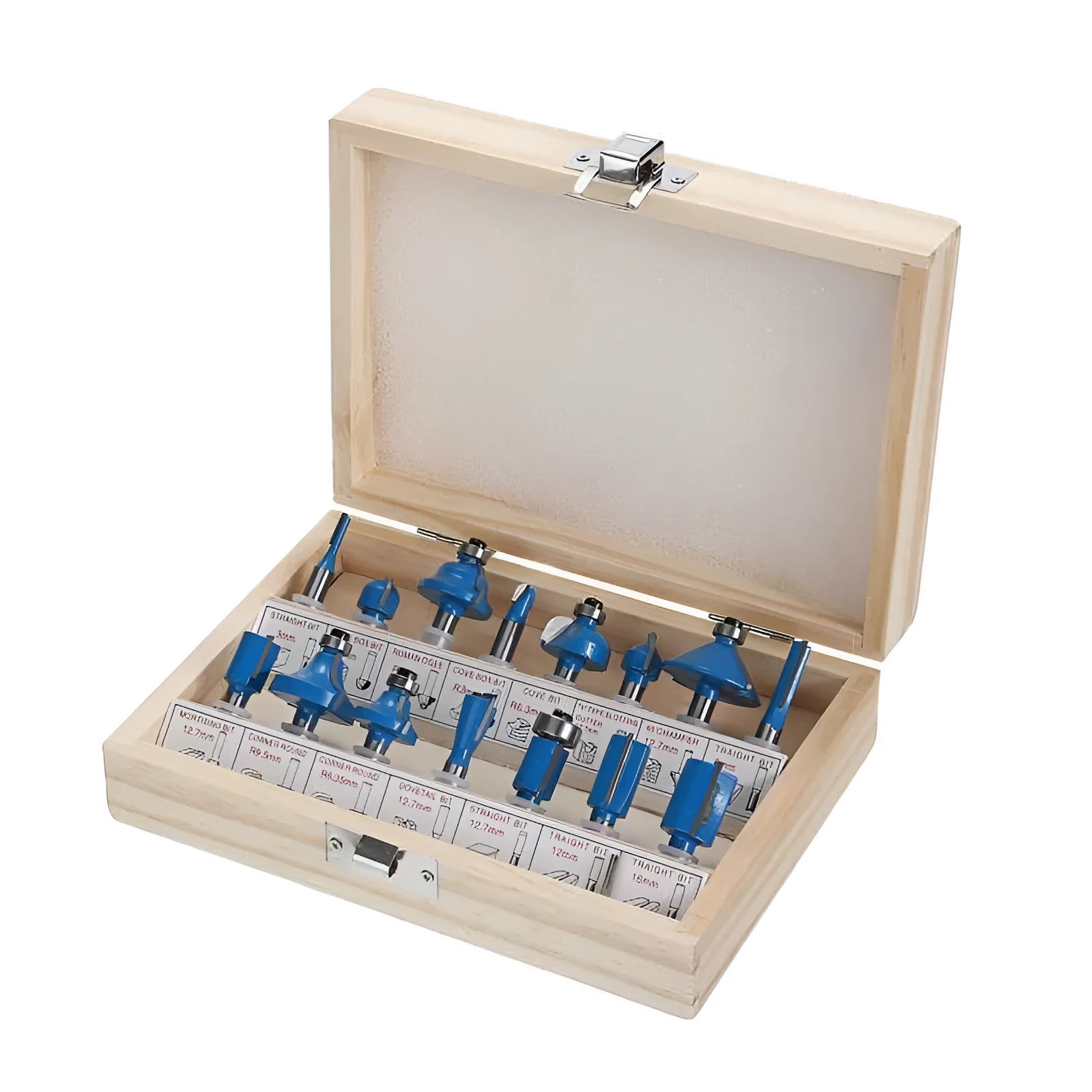 5-piece milling cutter set for woodworking with multiple handle colour options