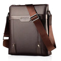Black medium-sized men's PU leather shoulder bag with zip and adjustable strap