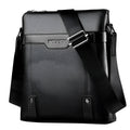 Men's casual PU leather shoulder bag in square vertical shape with zipper closure, 28x25x6cm, black colour