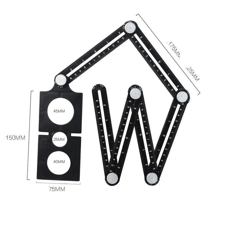 Aluminium alloy six fold ruler with perforated holes extended for measuring