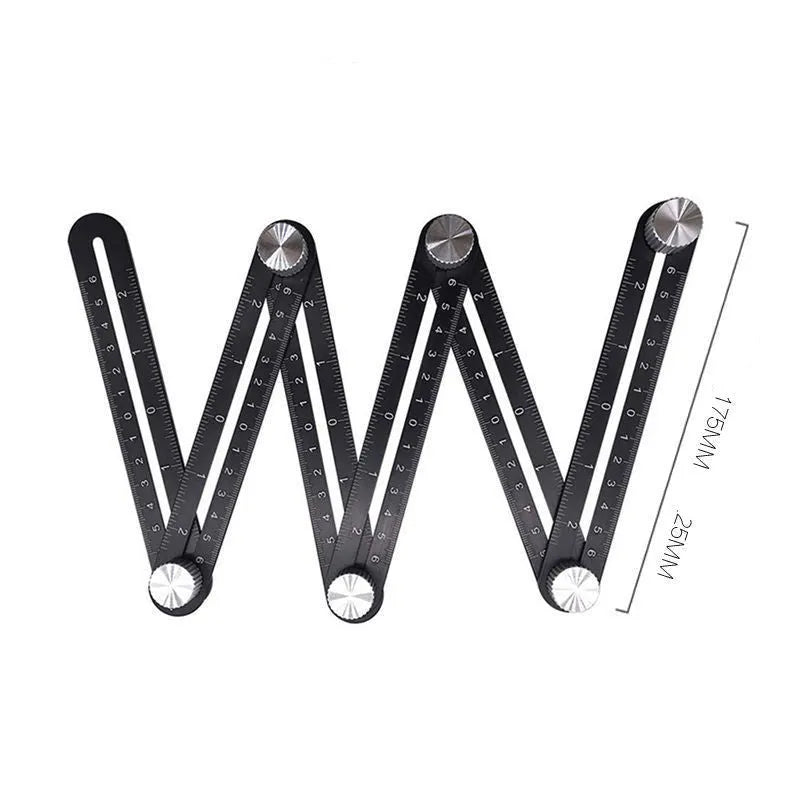 Aluminium alloy six fold ruler with perforated holes extended for measuring